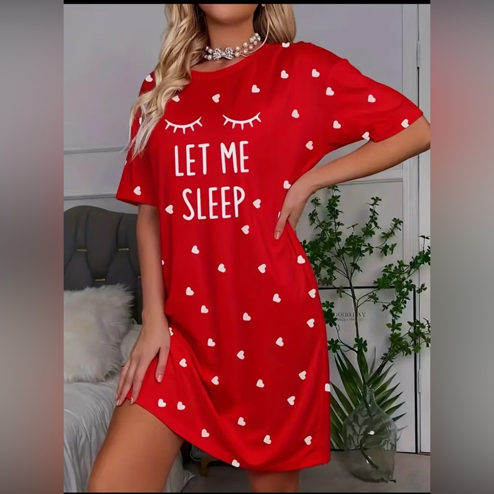 Red Heart Print Sleep Shirt - Picture 3 of 5